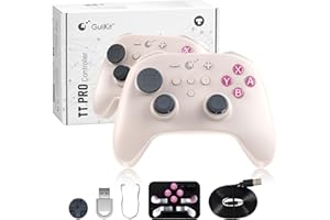 GuliKit TT Pro Wireless Controller for PC, Android, iOS, Switch 1/2, 720° Adjustable TMR Joystick, with 950mAh Long-Lasting Battery, Switch Wake-Up Function and 4 Detachable Metal Back Buttons-GB