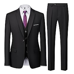 UNINUKOO Men Suits Slim Fit 3 Piece 1 Button