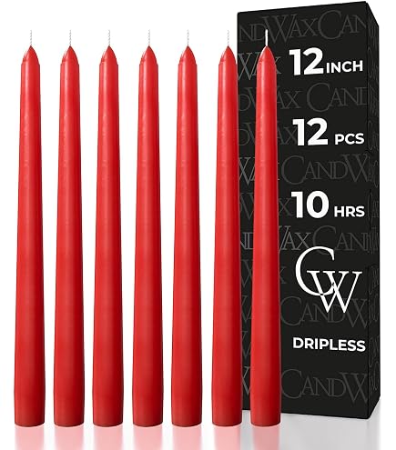 HS Candle 10 Pcs Red Unscented 4 Inch Taper Candles...