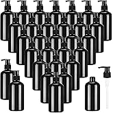 CroBlissful 32 Pcs Empty Plastic Pump Bottles 8oz Refillable Lotion Pump Bottle Containers with Dispenser for Shampoo, Conditioner, Face Cream, Massage Oil, Liquid Soap (Black)