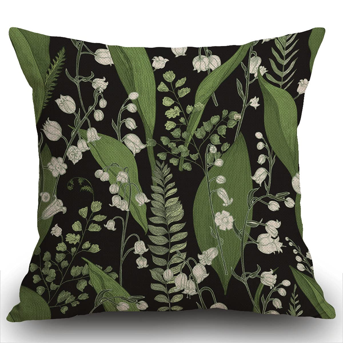 Smooffly Cushion Cover 45 x 45 cm，Lily of the valley Pillow cover Cotton and Linen Pillow case Cushion Covers for Sofa outdoor garden bed couch cushion 18X18 inches