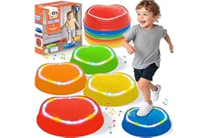 TOY Life 5 Pcs Light Up Musical Balance Stepping Stone for Kids, Indoor Outside Toys for Kids Ages 4-8, Toddler Outdoor Toys, Stepping Stones Game Sensory Balance Toy