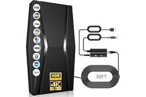 GOXIS 2023 Upgraded TV Antenna for Smart tv Up to 800+ Miles- Antenna TV Digital HD Indoor Outdoor with Amplifier and Signal Booster- Support 4K 1080p Fire tv Stick and All Older TV's -35ft Coax HDTV Cable