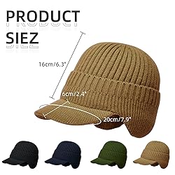 AkiiGer Men's Winter Hat with Brim, Warm Earflaps
