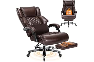 ZSQN 500 LBS High Back Recline Wide Office Chair, Big and Tall Office Chair for Heavy People, Heavy Duty Executive Office Chair Comfortable for Home Office, Large Computer Desk Chair with Footrest Brown