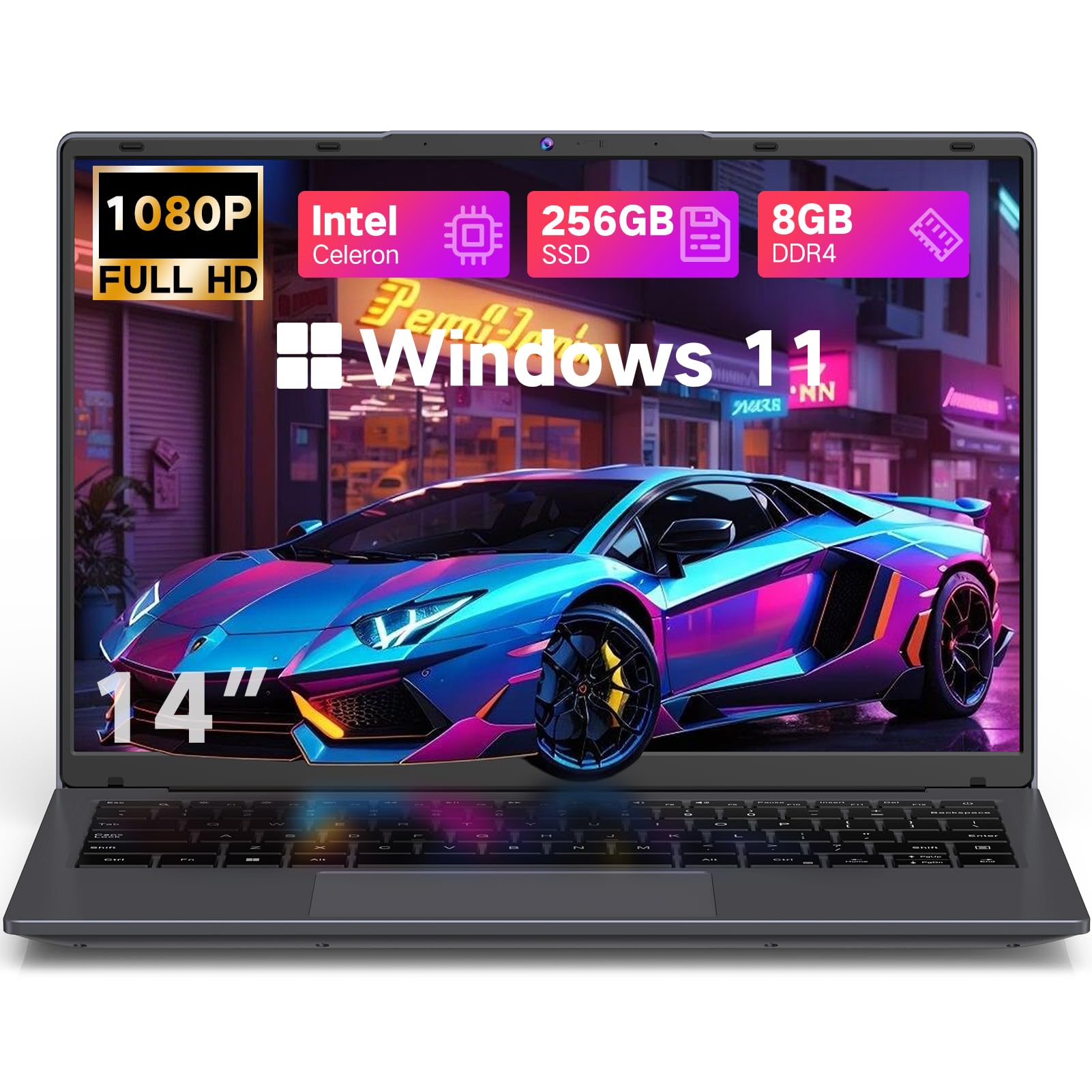 Photo 1 of DERE 14 inch Laptop,Gaming PC Coumpter,8GB RAM 256GB SSD| 1920x1200 FHD+ IPS Display| N5805|Win11,HDMI & Wi-Fi|for Study, Office,Business,|Silver Gray