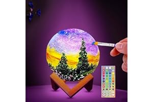 RMFSH DIY 3D Moon Night Light, Paint Your Own Moon Lamp Kit, Arts Supplies and Crafts Kit, Ages 6 7 8 9 10 11 12 13 Year Old 