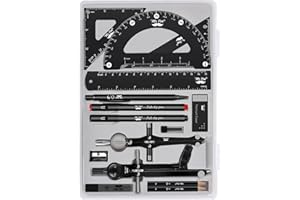 Mr. Pen- Professional Geometry Set, 15pcs, Black Geometry Kit for Artists and Students, Geometry Set, Metal Rulers and Compas