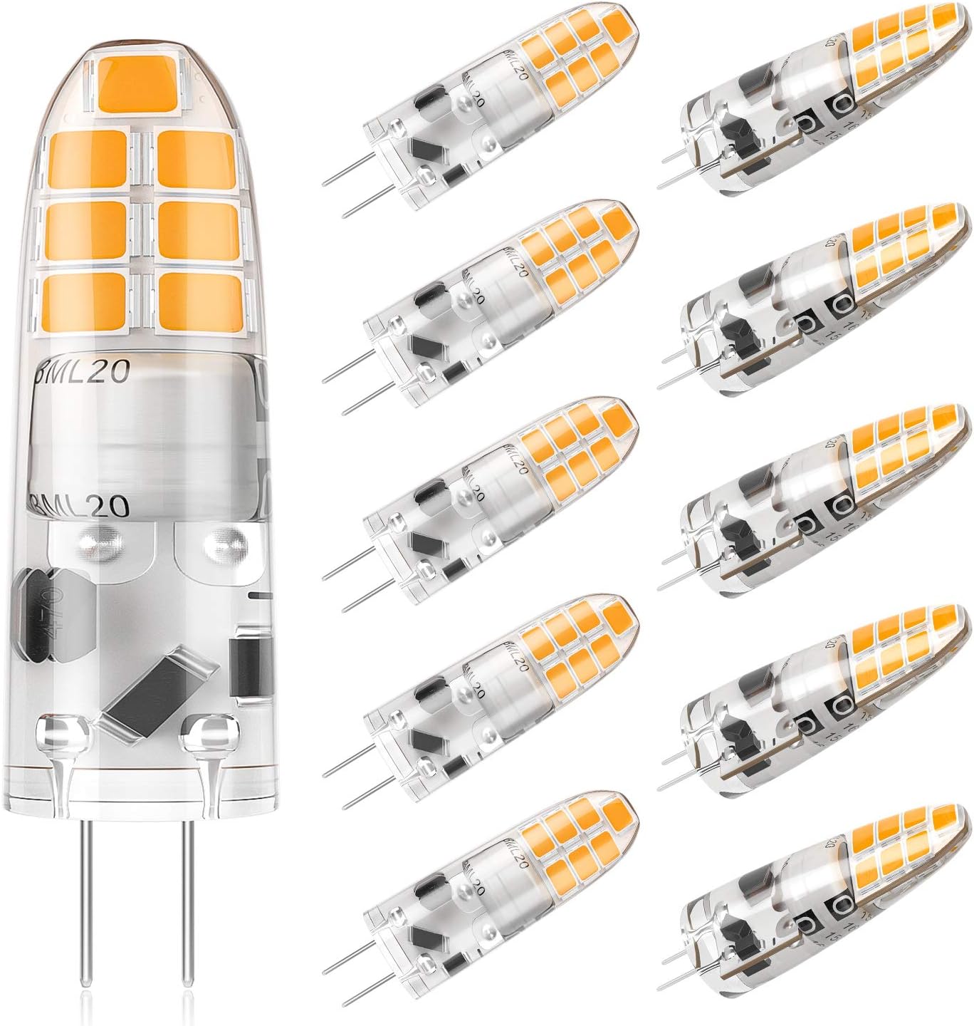 DiCUNO G4 LED Bulbs 2W Warm White 3000K, 20W Halogen Equivalent, 12V, G4 Bi-Pin LED Light Bulbs