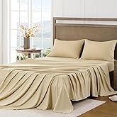FreshCulture King Sheet Set - Ultra Soft King Size Bed Sheets - Brushed Microfiber - Deep Pockets - Easy Care - Cooling & Breathable - 4 Pieces Hotel Luxury Bed Sheets (Beige)