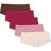 Amazon Essentials Women's Cotton Boyshort Underwear (Available in Plus Size), Pack of 5