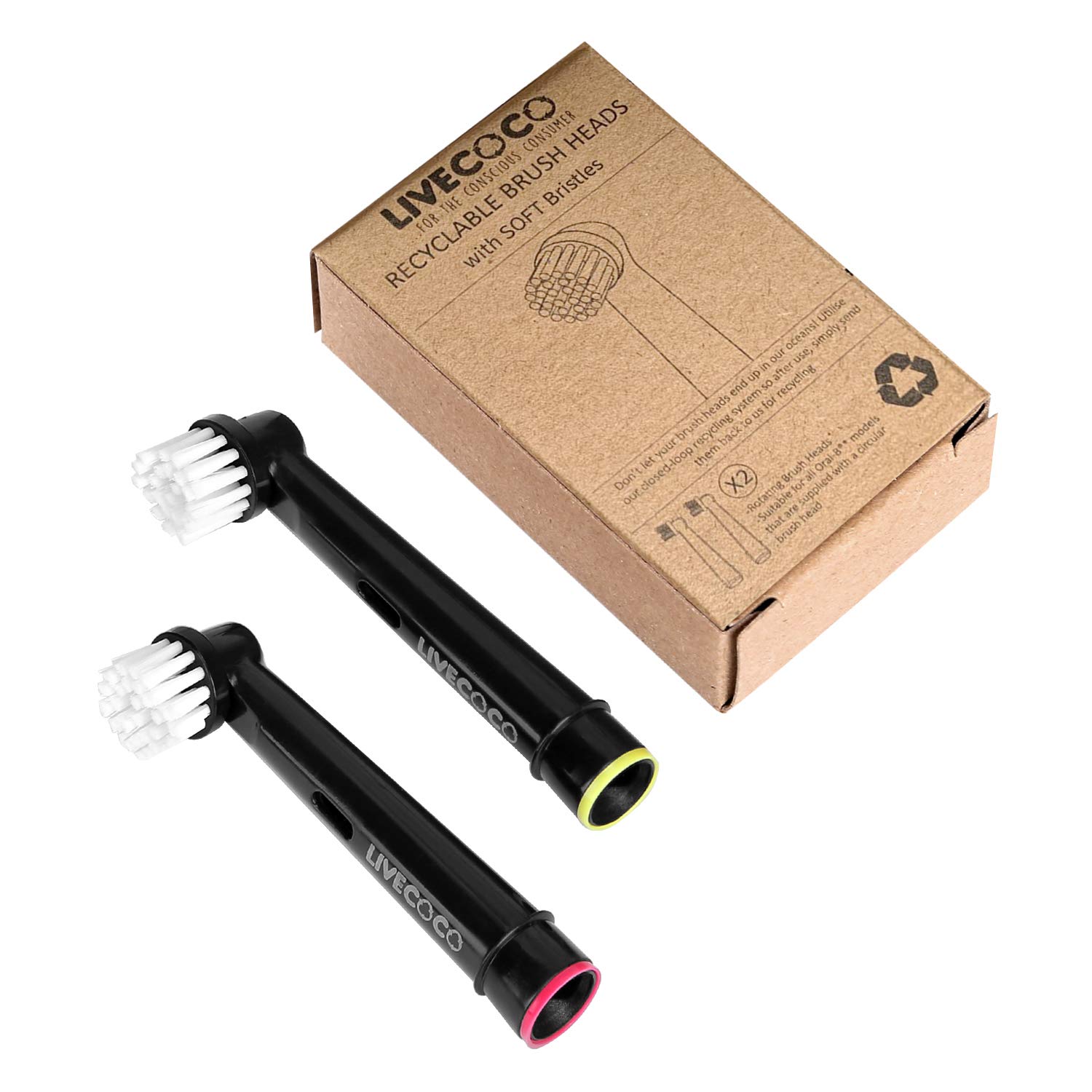 LiveCoco Recyclable Brush Heads - Soft Bristles - 100% Recyclable, Long Lasting Bristles