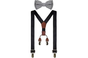 mifengda Boys Suspenders and Bow Tie Set Kids Suspenders and Pre-Tied Bow Tie Adjustable Toddler Baby for Kids Wedding Party