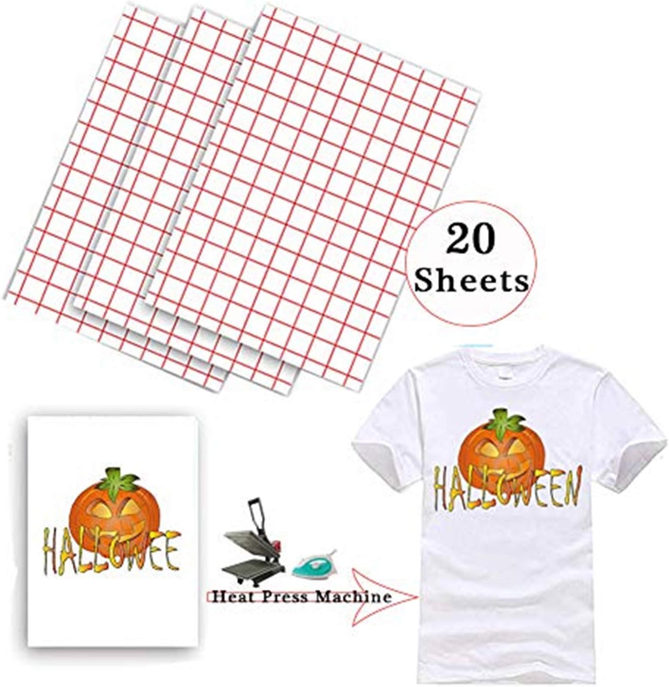 12 Sheets Heat Transfer Paper for T-Shirt Light Fabric Transfers, 11.5 Inch x 8 Inch Dark and White T-Shirt Transfers 12 Sheets of Light Fabric by UOhost