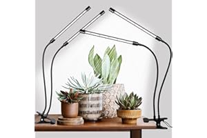 HYWYIMLAIT Black Grow Lights for Indoor Plants, 168 LEDs Clip Plant Lights, Full Spectrum LED Plant Growing Lamps with Flexible Gooseneck 4/8/12/18H Timer, 3 Spectral Modes, 10 Dimmable Levels, 2Head x 2 Pack