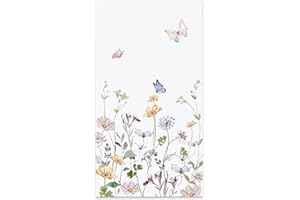 Audree 100 Pack Floral Disposable Napkins - Decorative 3-Ply Guest Napkins for Bathroom, Dinner, Wedding, Bridal Shower, Baby Shower, Birthday, and Tea Party