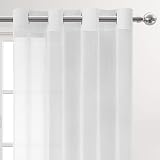 DWCN White Sheer Curtains 52x84 2 Panels Textured Voile Eyelet Top view 2