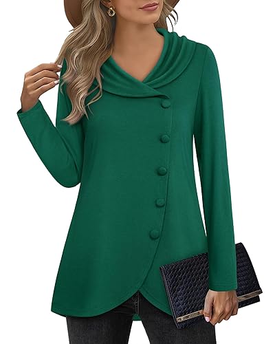 VALOLIA Womens Sweaters Dressy, Sweater Tunics for Women Winter Warm Tops  Long Sleeve Blouse Form Fitting Shirts Work Tunic Length Sweatshirts Fall 