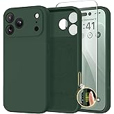 GolbinBox Magnetic for iPhone 17 Pro Case, Compatible with MagSafe, [Full Camera Protection] [Screen Protector], Silicone Shockproof Phone Cover with Anti-Scratch Microfiber Lining, Army Green