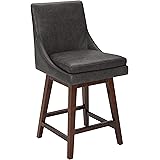 Amazon Brand – Stone & Beam Alaina Contemporary Leather High-Back Swivel Seat Counter Stool, 39"H, Black