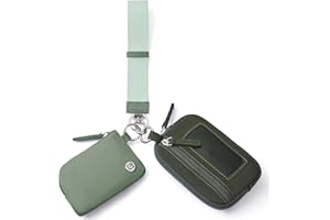 POIUGOYA Nylon Wristlet Wallets, Dual Pouch Keychain Wristlet Wallet, RFID Small Wallet With Coin Pouch,ID Window For Travel