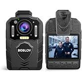 BOBLOV KJ25 1080P Body Camera, 10-13H Battery Night Vision Body Cam | 3000mAh battery, built-in light and card-not-included style for hiking, delivery, law enforcement and pet walking