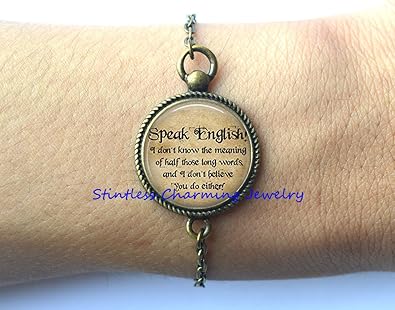 Amazon Com Speak English Quote Glass Dome Art Bracelet Fairy Amazon Com Speak English Quote Glass Dome Art Bracelet Fairy