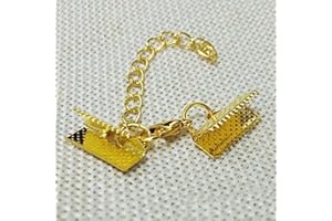 ZHITENG 10 Set Ribbon Clamp Crimp Ends Beads with Lobster Claw Swivel Clasps Extension Chain Jump Rings Cords End Caps String Leather Clip Foldover Necklace Bracelet Connectors (Gold Crimp 10mm)