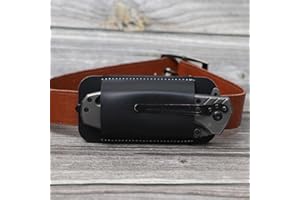 Genuine Leather Horizontal Knife Sheath with Clip– Compact Multitool Pouch Holster for Belt, Durable Cowhide EDC Organizer, M