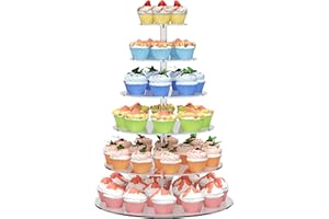 6 Tier Large Acrylic Square Cupcake Stand, Clear Wedding Cupcake Tower Stand, Cupcake Tier Stands for Dessert Table, Tiered C