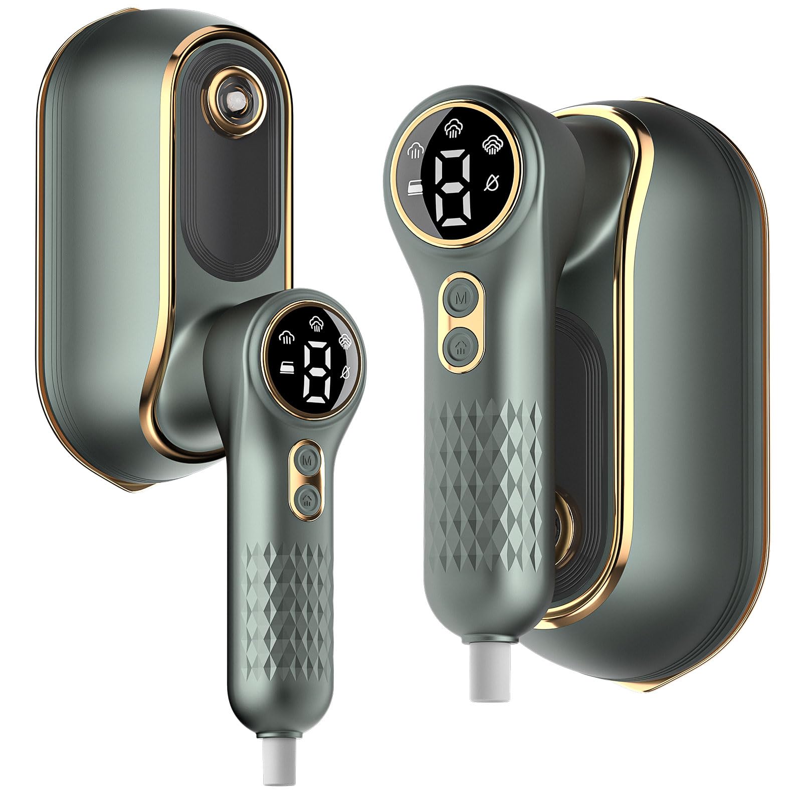 Portable Travel Steamer, 1200W Handheld Fabric Steamer for Clothes, 4Modes with LCD Display, Powerful Wrinkle Remover for Home Travel, 150ml Water Tank 10S Fast Heat-Up, 180°Swivel Handle, Dark Green Image