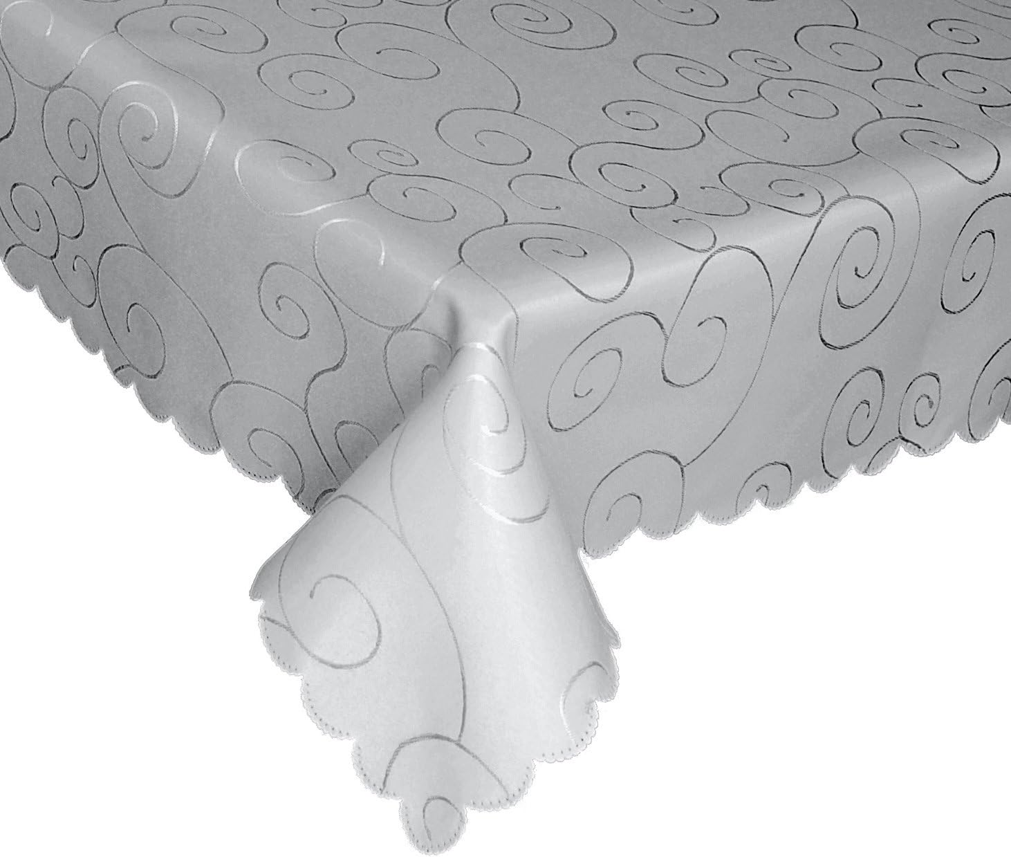 EcoSol Designs Microfiber Damask Tablecloth, Wrinkle-Free & Stain Resistant (60x120, Grey/Silver) Swirls
