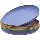 MKYHBOO Deep Dinner Plates Set, 9in Unbreakable Wheat Straw Plates, 6pcs Deep Lightweight Dinner Dishes, Microwave and Dishwasher Safe Plate for Kitchen