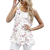 Jouica Women's Sleeveless Chiffon Tank Top Double Layers Casual Blouse Tunic