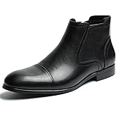 Chelsea Boots Men Dress Boots with Zipper Casual Men's Leather Chelsea Ankle Boots
