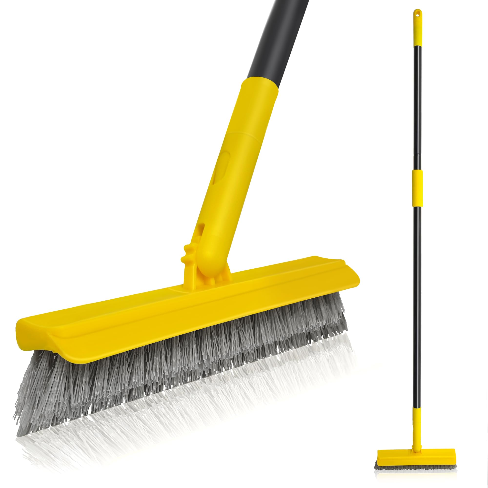 DALIPER 2 in 1 V-shape Grout Scrubbing Brush with 127CM Long Handle, 180°Rotatable Cleaning Brush Grout Line Scrubber Shower Tile Scrub with Stiff Bristle for Bathroom Kitchen Shower Baseboards