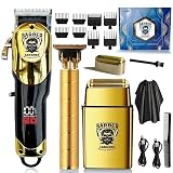 Largner Hair Clippers for Men Professional, Cordless Beard Trimmer & Electric Razor Shavers for Men, Rechargeable 3 Piece Barber Hair Cutting Kit LED Display Men's Grooming Kit