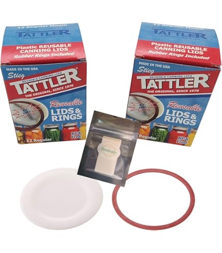 Tattler Reusable Canning Lids - 50 Regular Mouth Lids & Rubber Rings Set