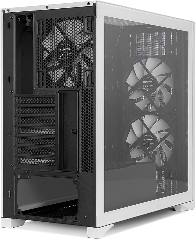 Hummer Element - ATX Torre Média | M-ATX | ITX, grelha frontal e superior, vidro temperado lateral, 3x ventoinhas de 140mm, ventoinhas Space 10, USB-C e 3.0, cor branca