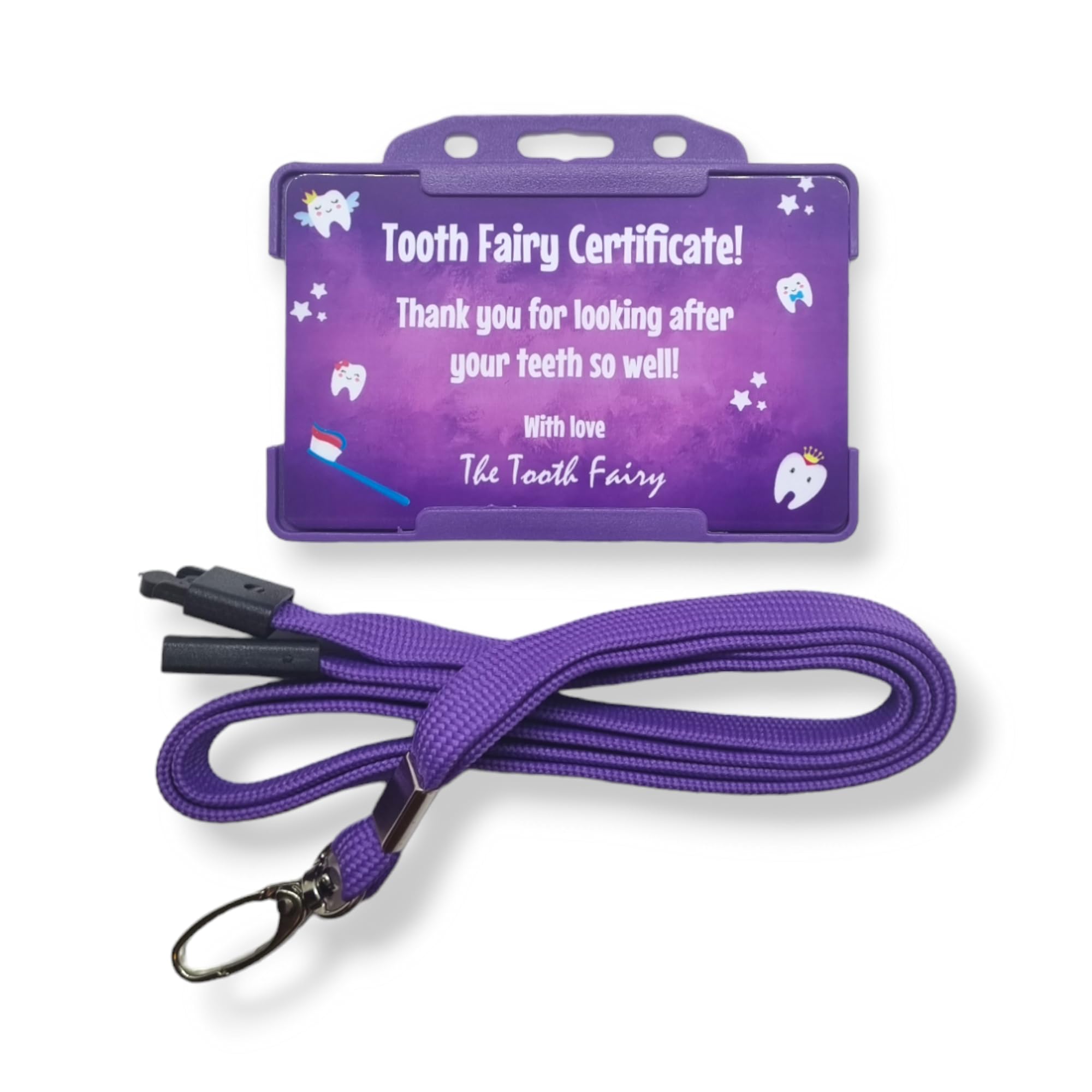 Tooth Fairy Certificate Wallet Card with lanyard - Lost Tooth Accessories - Tooth Fairy Gift Idea