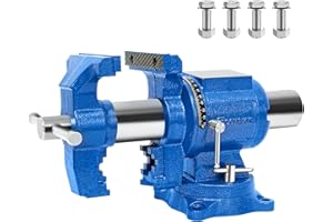 COGNATIVE 6-Inch Heavy Duty Bench Vise Ductile Iron Bench Vise 360° Multi-Purpose Bench Vice with Anvil, Clamp force 9900lbs, Blue