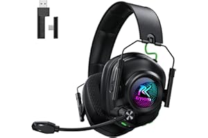 KRYSENIX Wireless Gaming Headset with Noise Canceling Microphone for PC, PS5, PS4, Switch, Mac, 2.4 GHz Wireless & Bluetooth 5.4 Gaming Headphones, Cool RGB Lighting, 50Hr Battery, 50mm Drivers(Black)