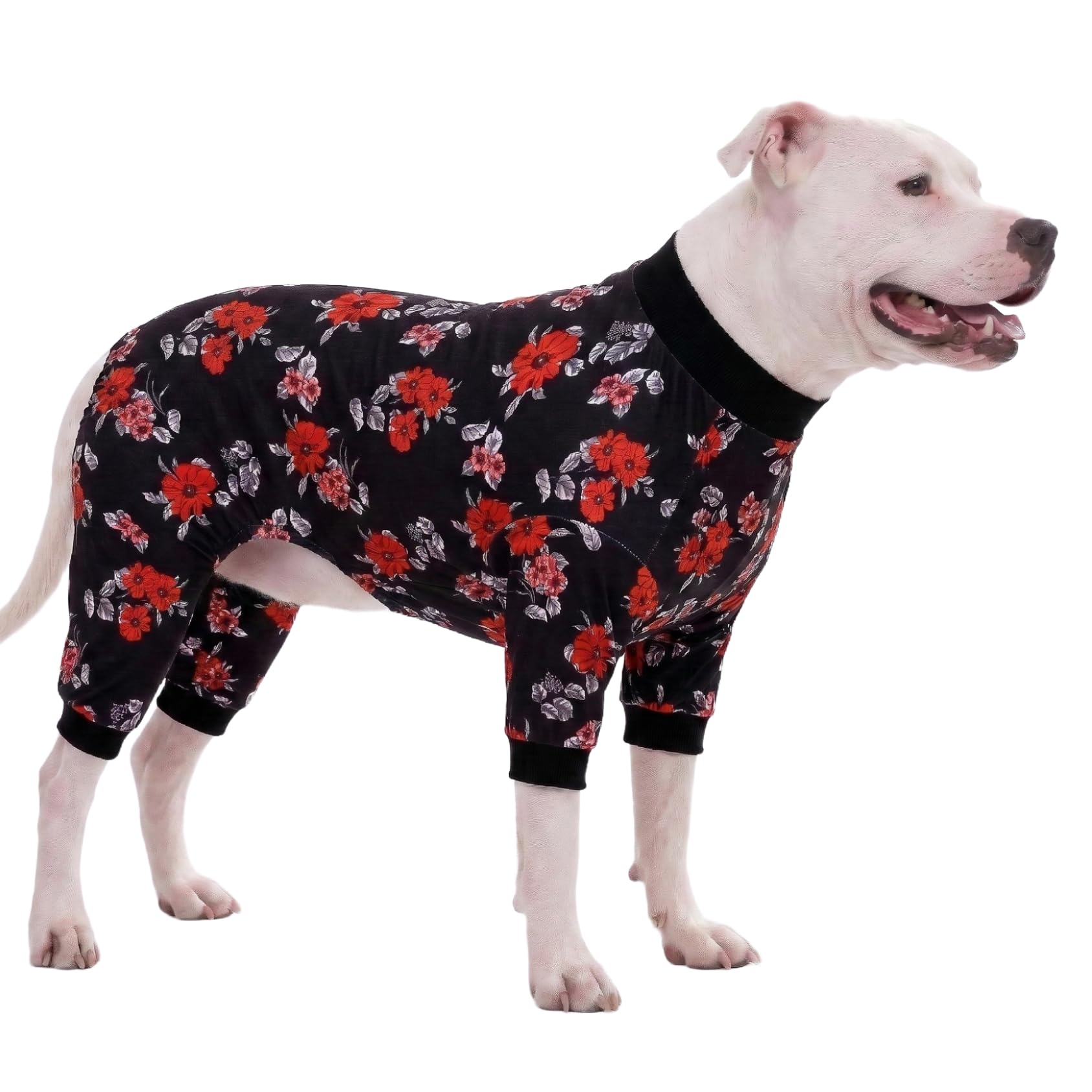 LovinPet Pet Pajamas For Large Dogs - Floral Navy and Coral Print dog jammies, Lightweight stretchy knit Big Dog Pullover, Large Dog Onesie, Pet Pj's/XL — image 1