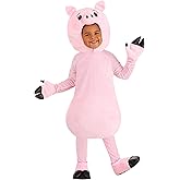 Pink Pig Toddler Costume - Hooded Bodysuit with Mitts and Shoe Covers