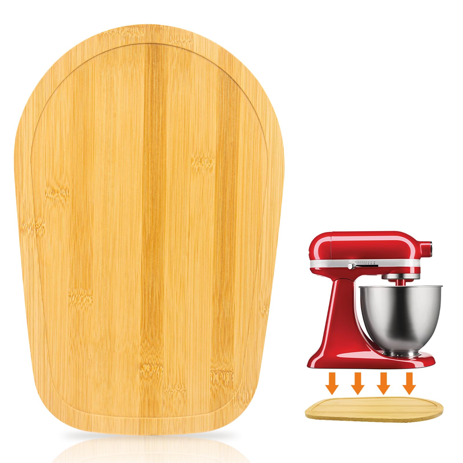 Mixer Slider Compatible with 3.5 QT Kitchen Aid Stand Mixers, Kitchen Countertop Storage Mover Sliding Caddy Mixer Slider Mat for Kitchen Aid Stand Mixer Accessories Attachment (Bamboo - Natura)