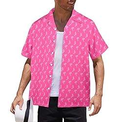 HUGLAZY Flamingo Shirt Pink Hawaiian Shirts Short