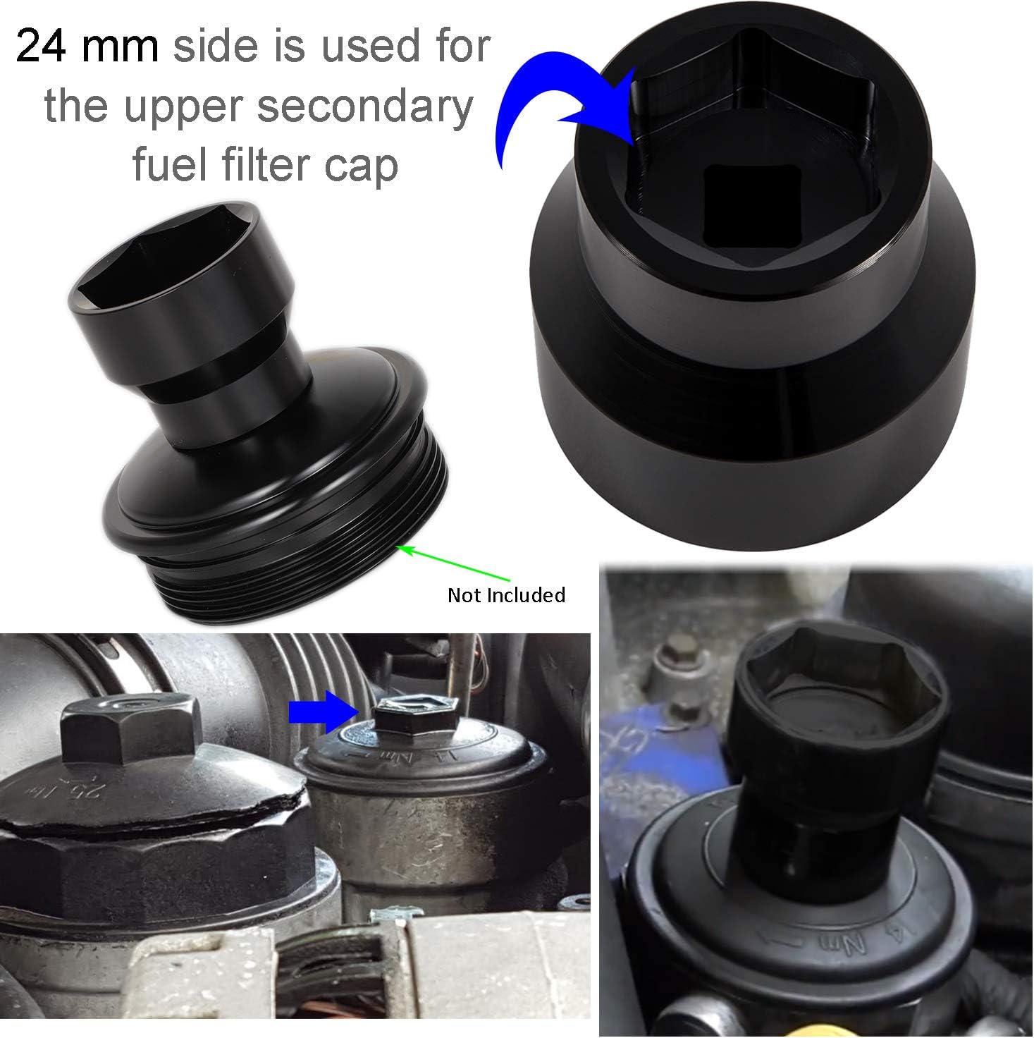 36mm Reversible Fuel Filter Cap Remover and Installer Assistant for