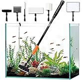 Aquarium Fish Tank Cleaning Kit Tools Lychee 6 in 1 Algae Scrapers Brush Set with Pad Sponge, Adjustable Glass Fish Tank Clea