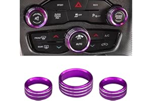 UZZH 3PCS AC Air Conditioner Switch Button Knob Cover, Car Interior Decor Accessories Radio Volume Control Knob Decals for Dodge Challenger Jeep Grand Cherokee Charger Durango Journey Chrysler(Purple)