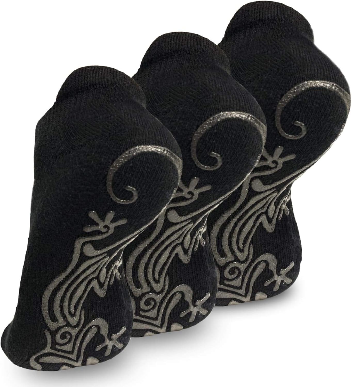 Gecko Yoga Socks For Women & Men With Anti Slip Silicone Grips Anti-Skid Socks | Ideal For Pilates Barre Ballet Bikram Fitness Workout Pregnancy Hospital Grip Socks | 3 Pack Size 5-11, Black: Clothing